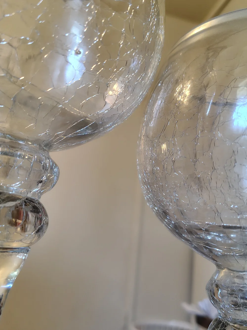 Clear Crackle Glass Hurricane Candle Holders - Home Accents
